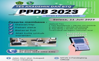 Penerimaan Peserta Didik Baru di MTsN 3 Pandeglang TP 2023-2024