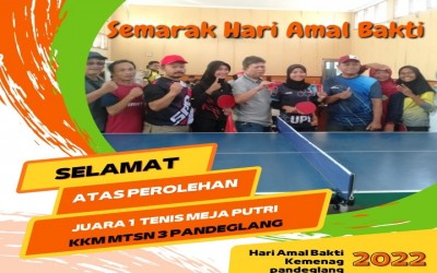 MTsN 3 PANDEGLANG JUARA TENIS MEJA PUTRI